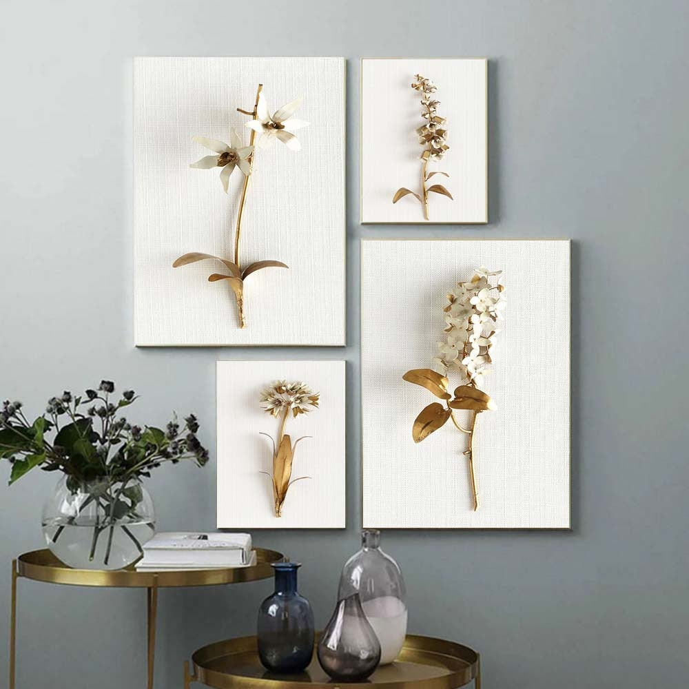 Natural Golden Flowers and Leaves Canvas Poster