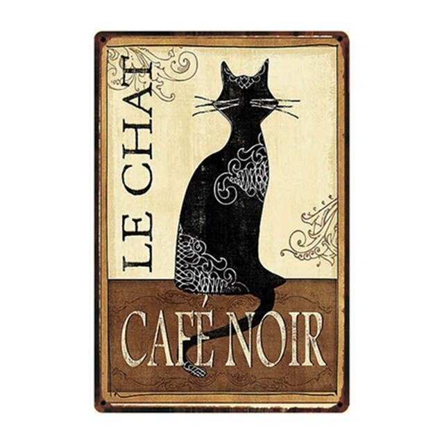 Vintage Cat Metal Tin Poster