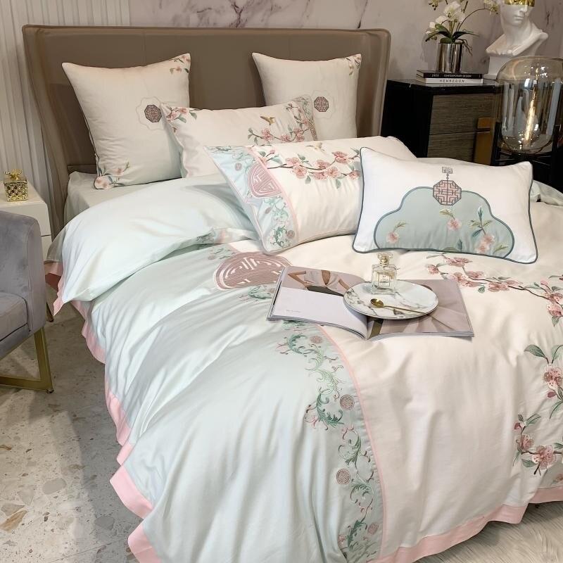 Luxury Plum Embroidery Duvet Cover - Luxury