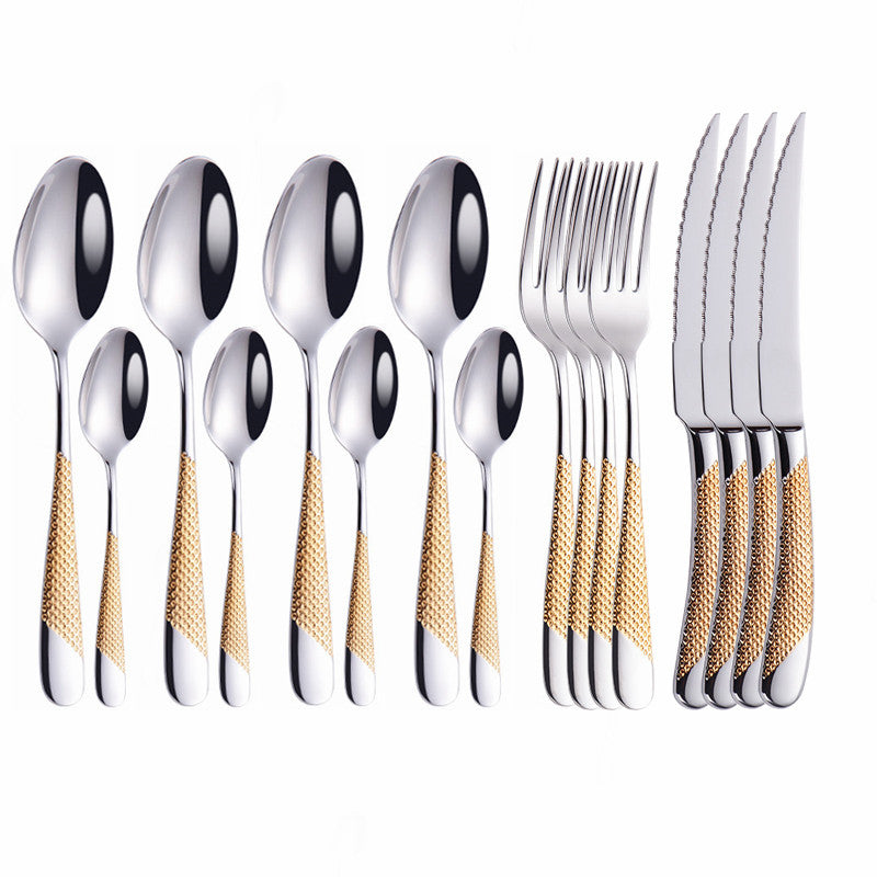 Modern Textured Handle Silverware Set