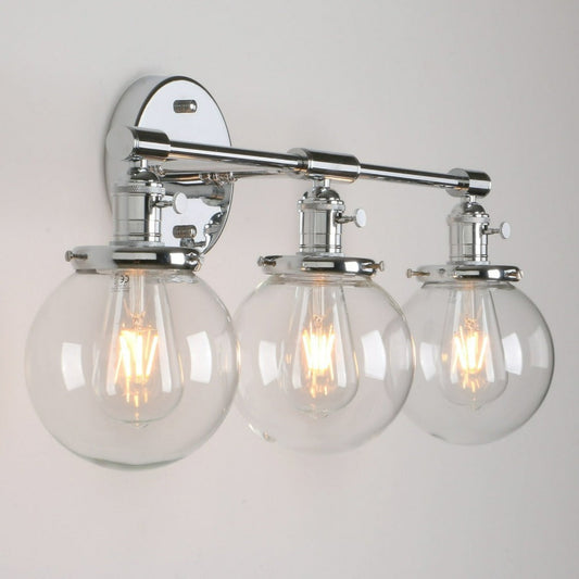 Three-Bulb Deacon Glass Globe Wall Sconce