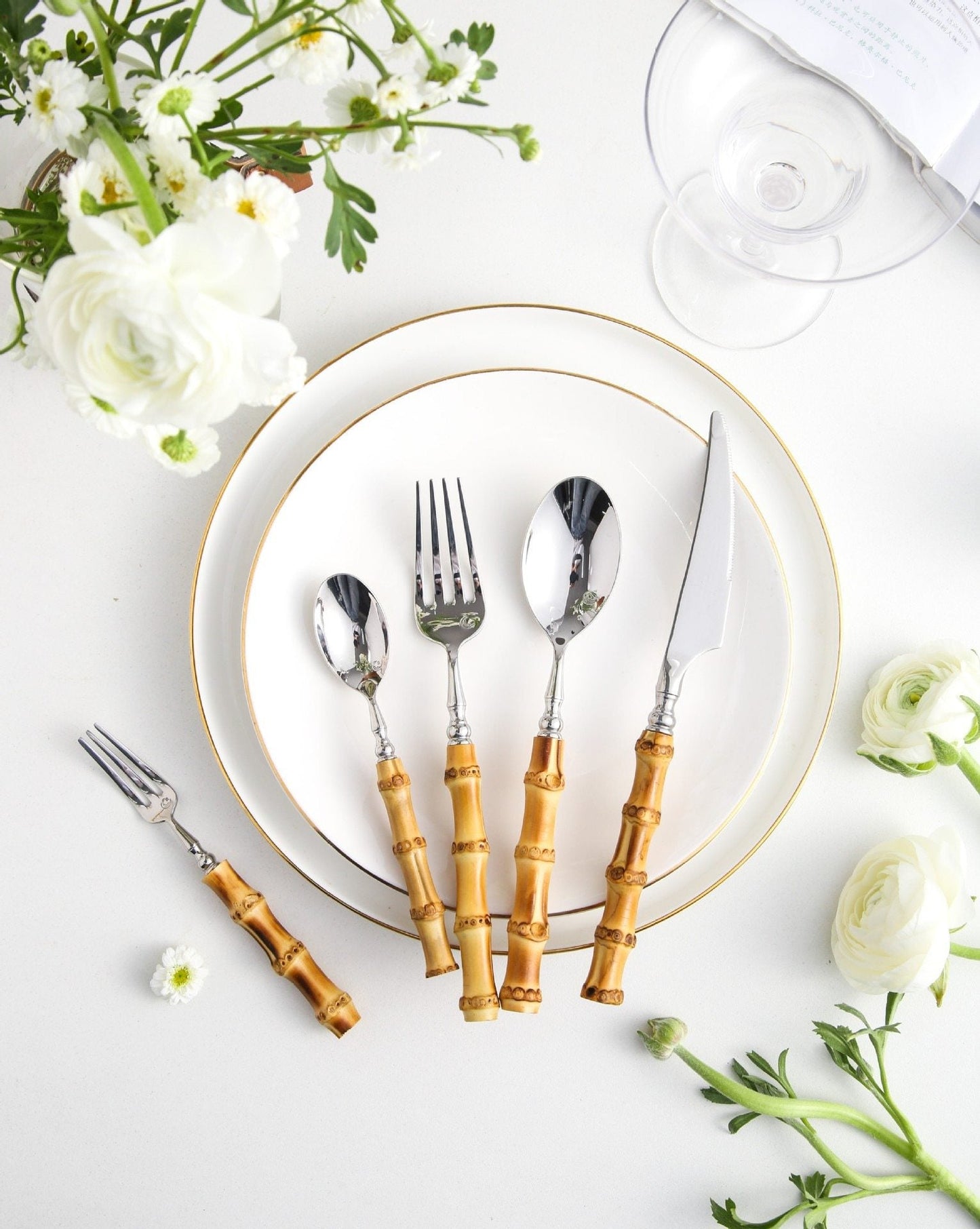 Vintage Luxury Bamboo Handle Flatware