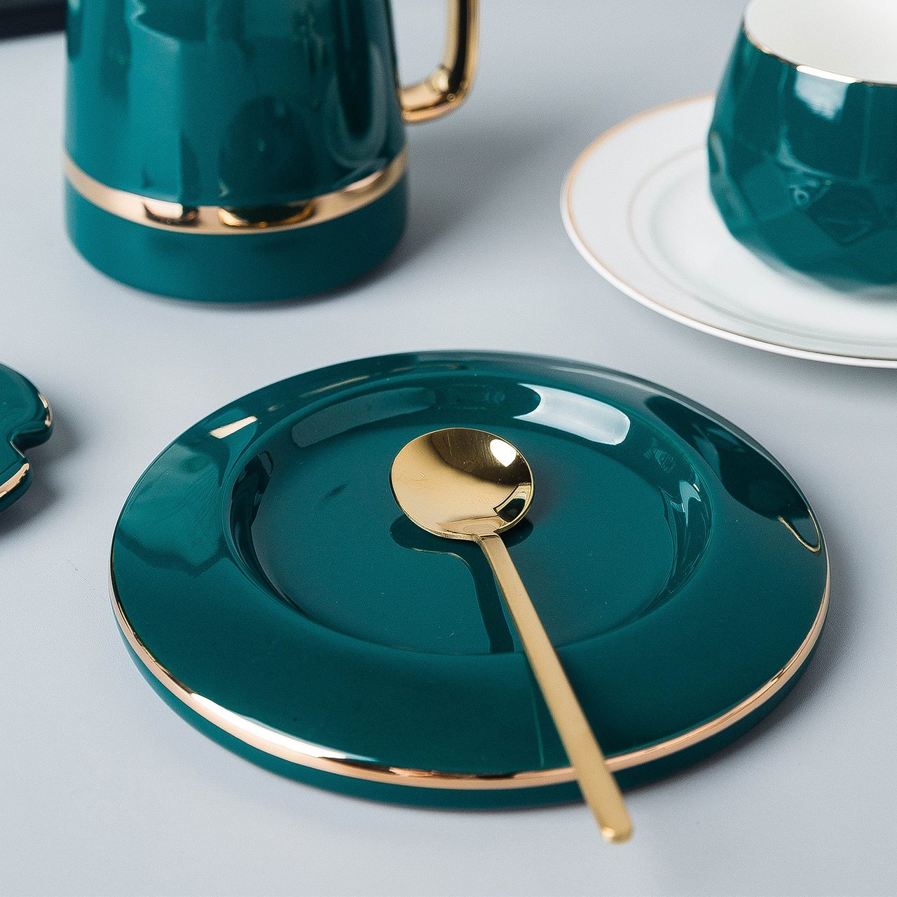 Green Elegant Green Ceramic Coffee Set