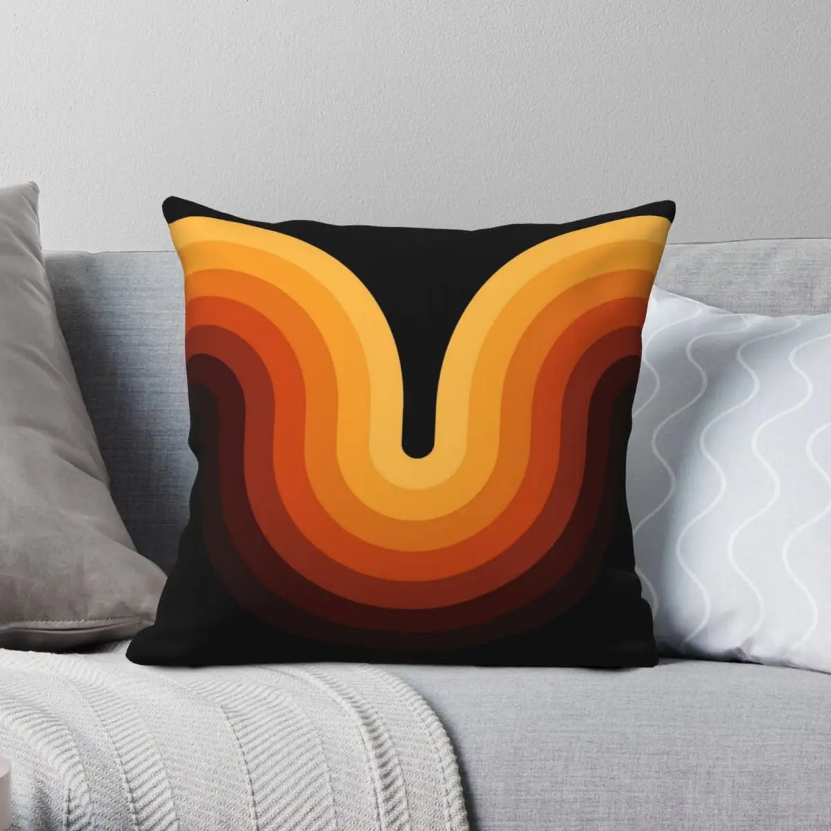 Modern Retro Wave Throw Pillow