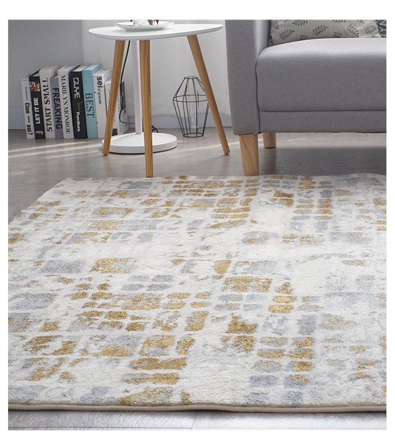 Blue/Grey/Beige Fluffy Rectangle Area Carpet