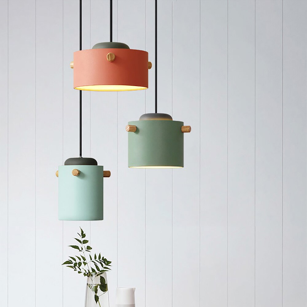 Wooden Bucket Pendant Lights Fixture