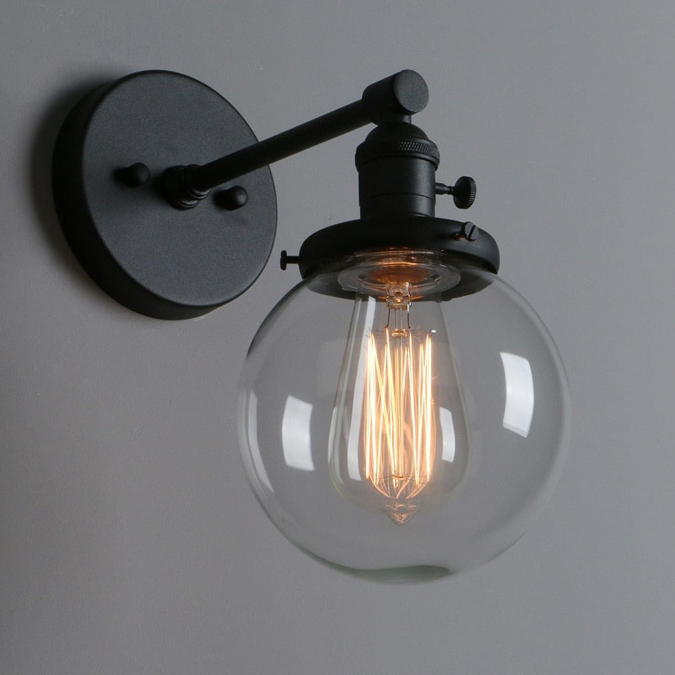 Vintage Wall Sconce with Clear Glass Globe