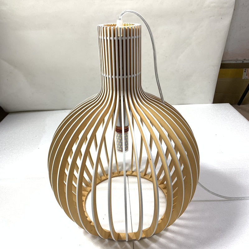 Wooden Birdcage Pendant Light