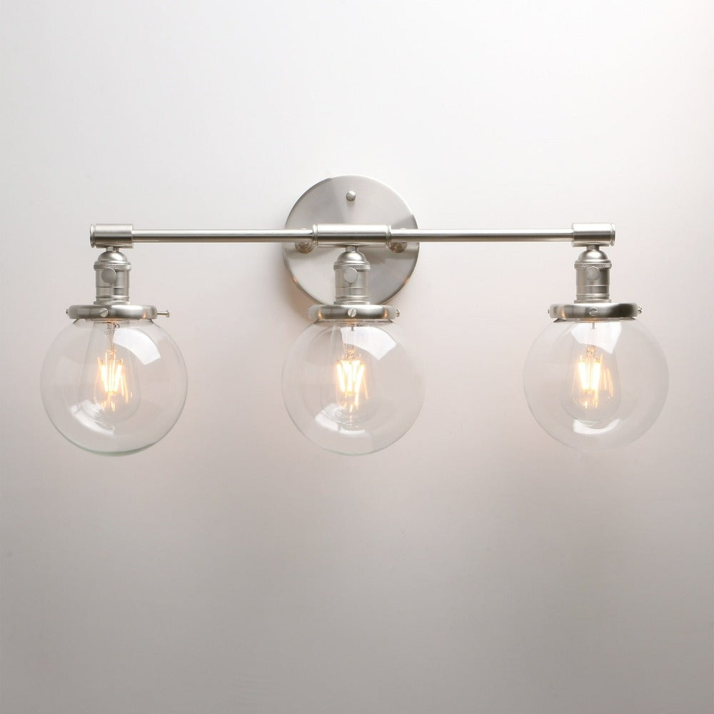 Three-Bulb Deacon Glass Globe Wall Sconce