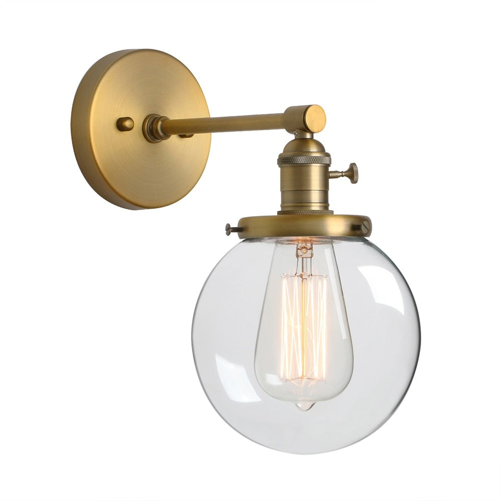 Vintage Wall Sconce with Clear Glass Globe