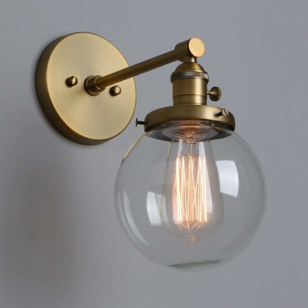 Vintage Wall Sconce with Clear Glass Globe