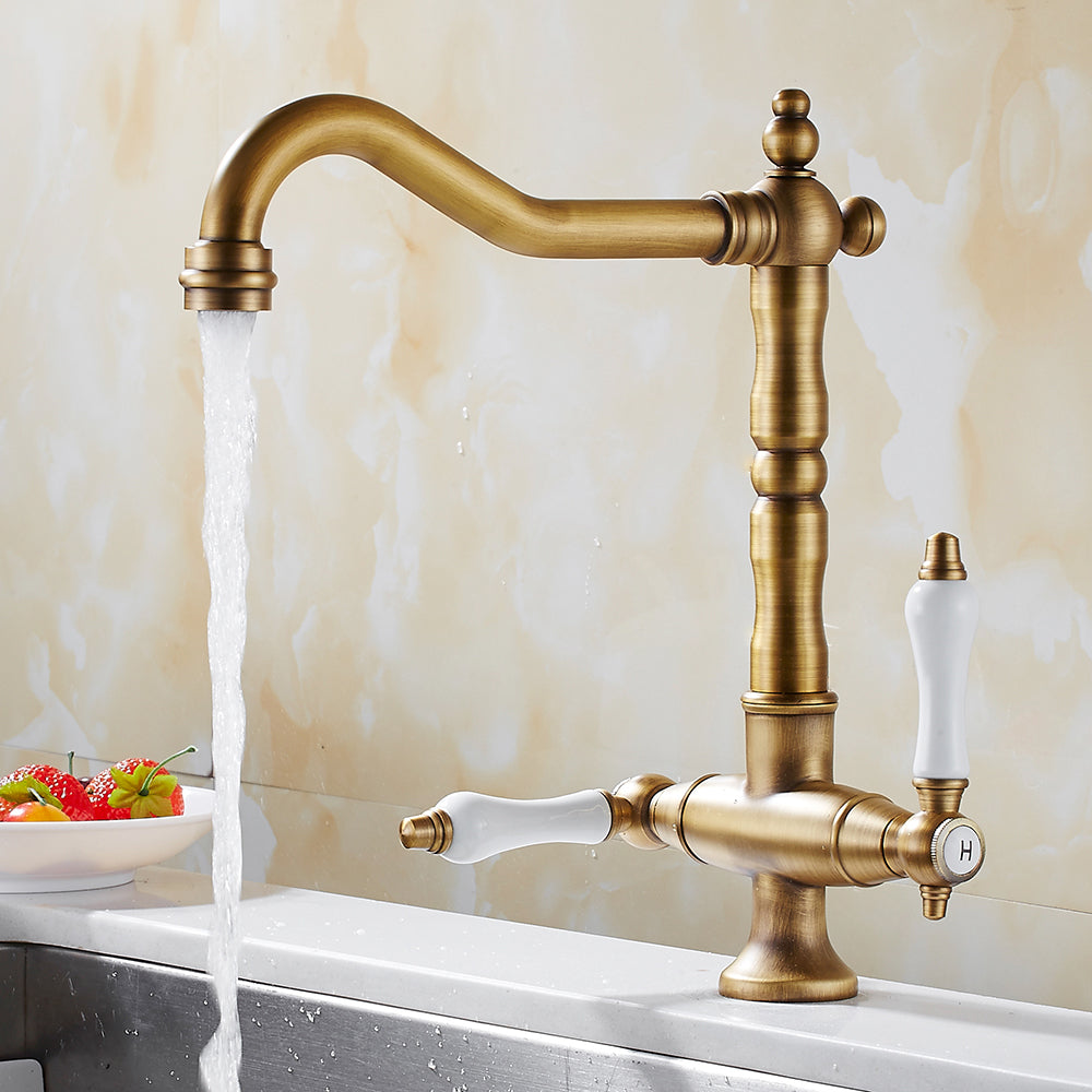 Two-Handle Rustic Brass Faucet