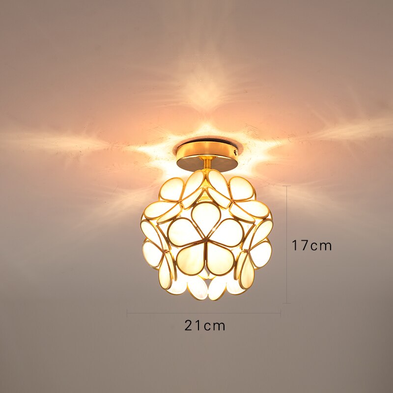 Vintage Glass Stone Flower Ceiling Light N READY