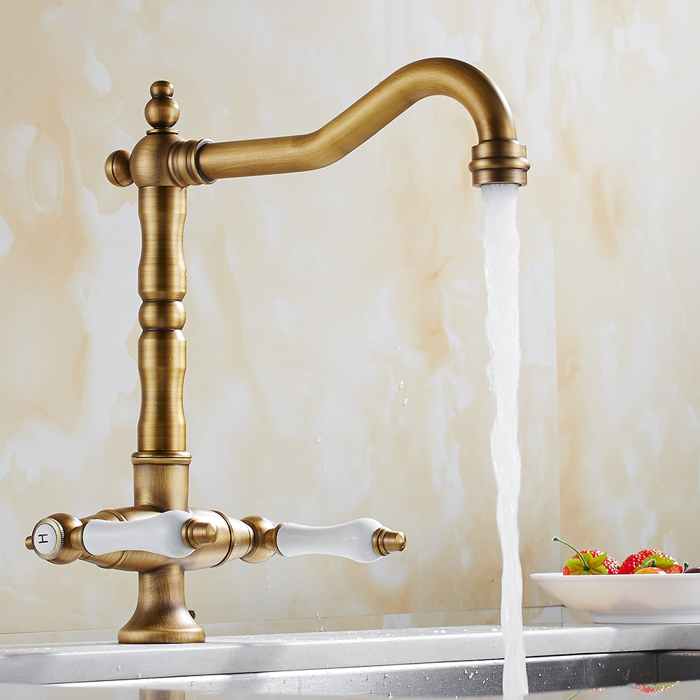 Two-Handle Rustic Brass Faucet