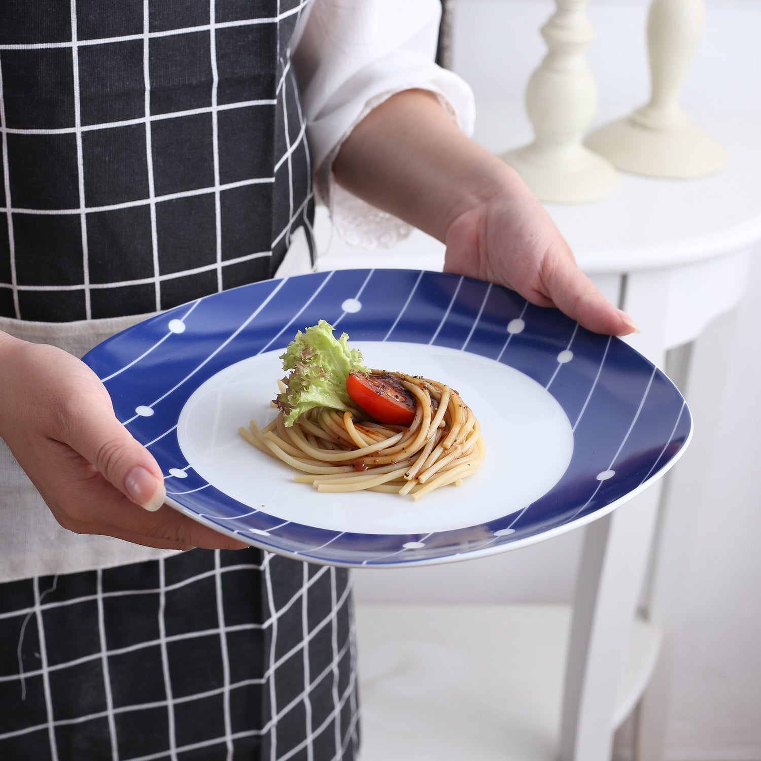 DOT002 48-Piece Dinner Set China Ceramic Dinnerware Plate Tableware Set with Bowl,Dessert Plate,Soup Plate,Dinner Plate - Nordic Side - 002, 48, BowlDessert, Ceramic, China, Dinner, Dinnerwar