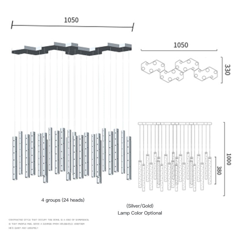 Modern Style Bars of Light Chandelier