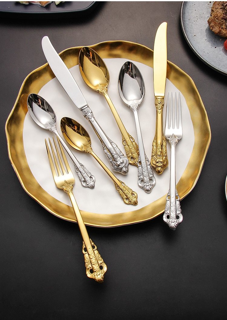 Luxury Elegant Gold & Silver Flatware Set