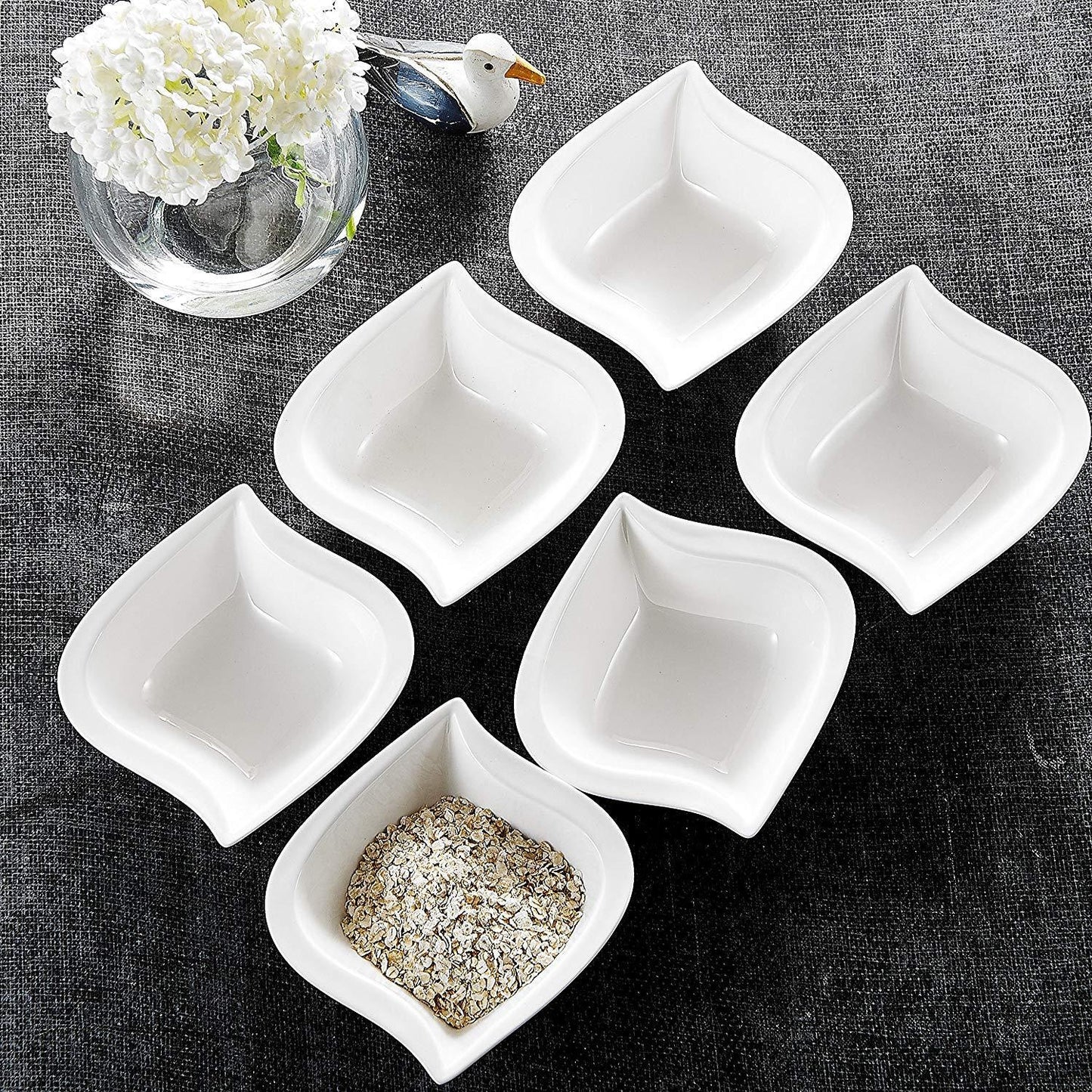 Elvira 6-Piece White Porcelain China Ceramic Bowls Soup (5.5") - Nordic Side - 12, 135, 55, Bowls, Ceramic, Cereal, China, cm, Elvira, Fruit, inch, MALACASA, Ounce, Piece, Porcelain, Salad, S