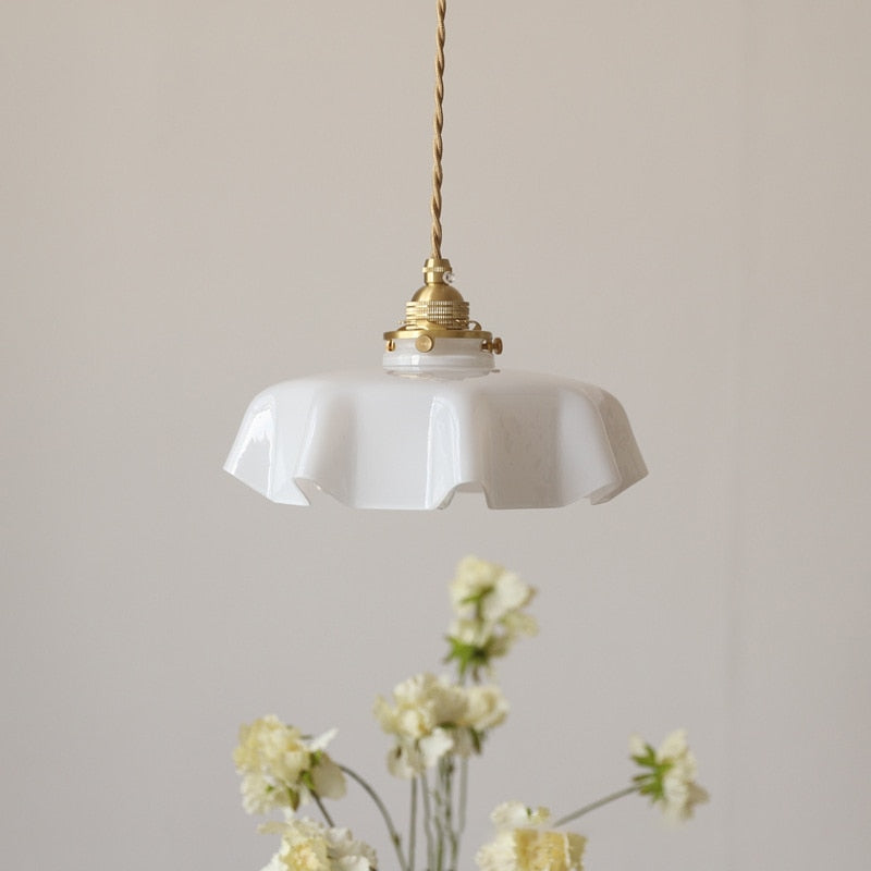 Violet Glass Flower Pendant Light