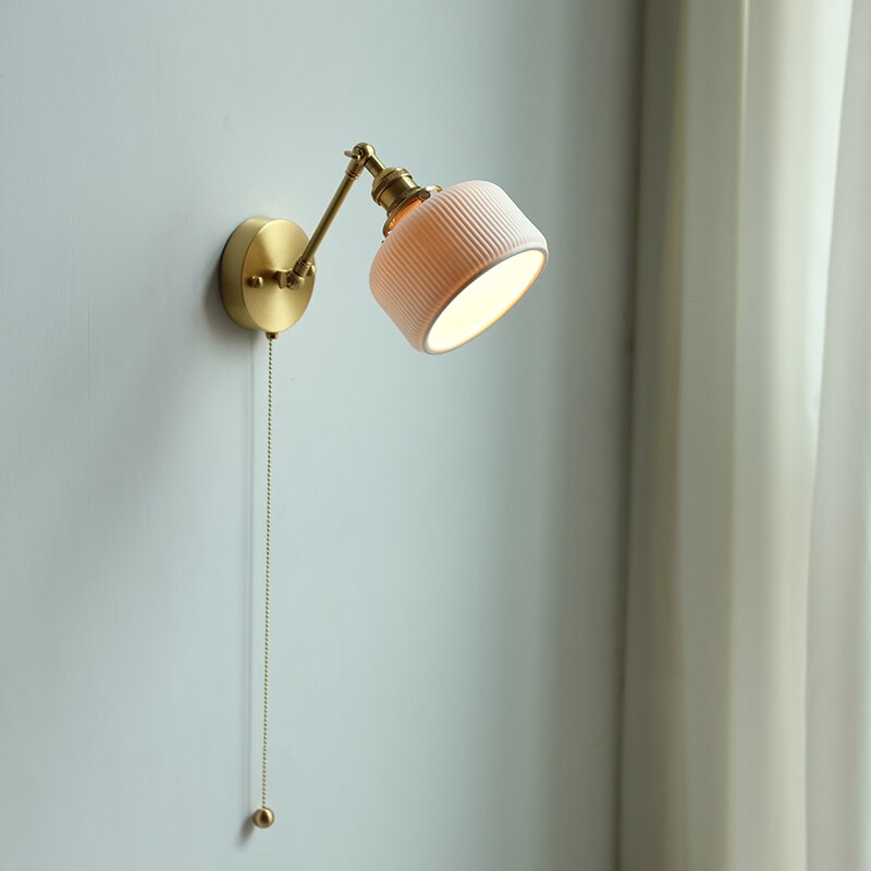 Modern Style Ceramic Pull Chain Wall Light