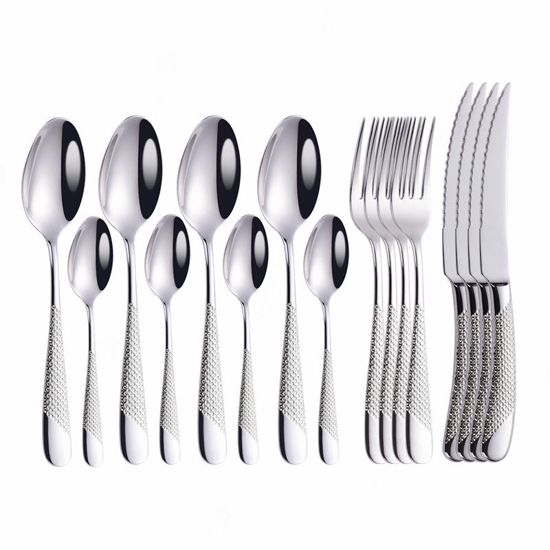 Modern Textured Handle Silverware Set