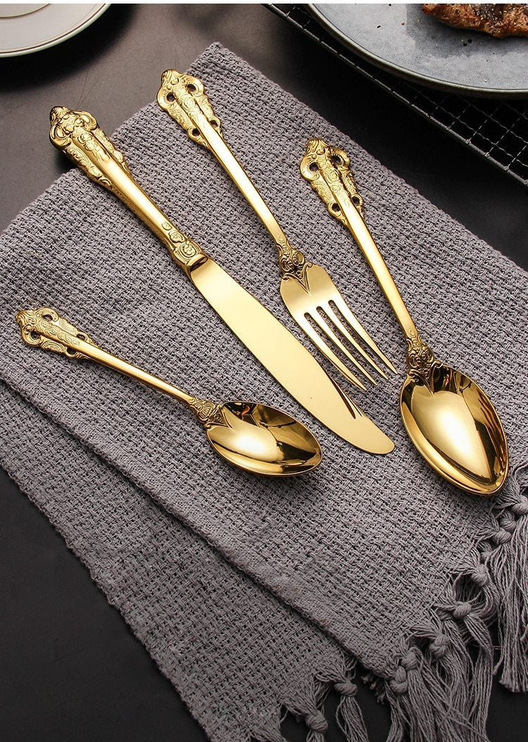 Luxury Elegant Gold & Silver Flatware Set