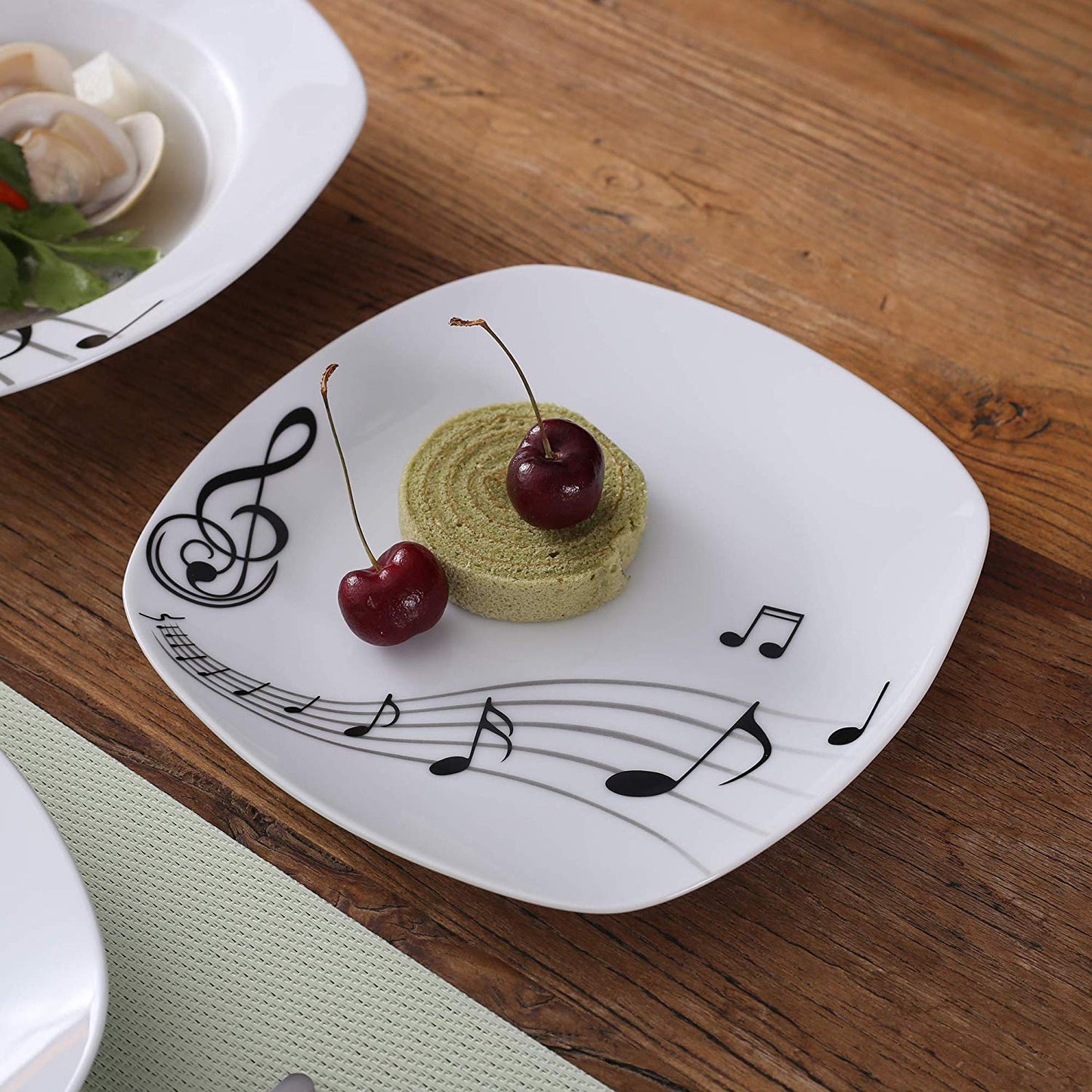 MELODY 36-Piece Porcelain Musical Note Tableware Dinnerware Plate Set with 12*Dinner Plate,Dessert Plate,Soup Plate - Nordic Side - 12, 36, Dinner, Dinnerware, MELODY, Musical, Note, Piece, P