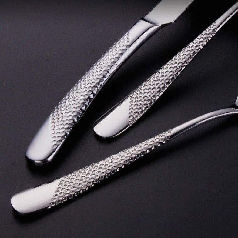 Modern Textured Handle Silverware Set