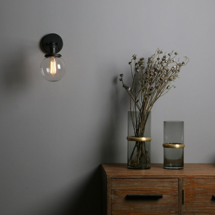 Vintage Wall Sconce with Clear Glass Globe