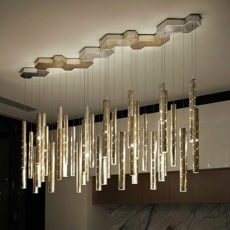 Modern Style Bars of Light Chandelier