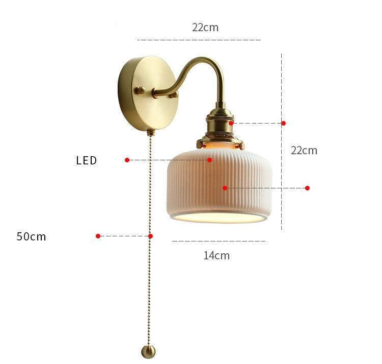 Modern Style Ceramic Pull Chain Wall Light