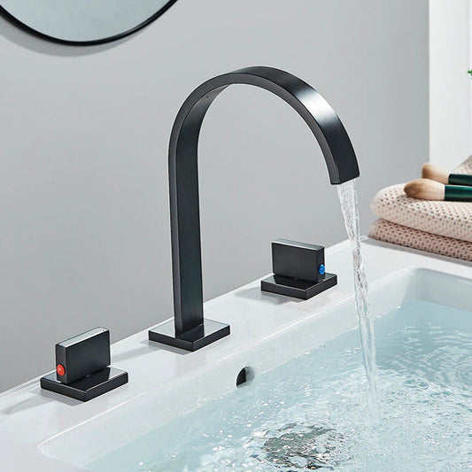 Modern Gooseneck Double Handle Bathroom Faucet