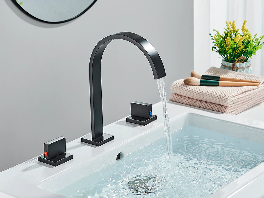 Modern Gooseneck Double Handle Bathroom Faucet