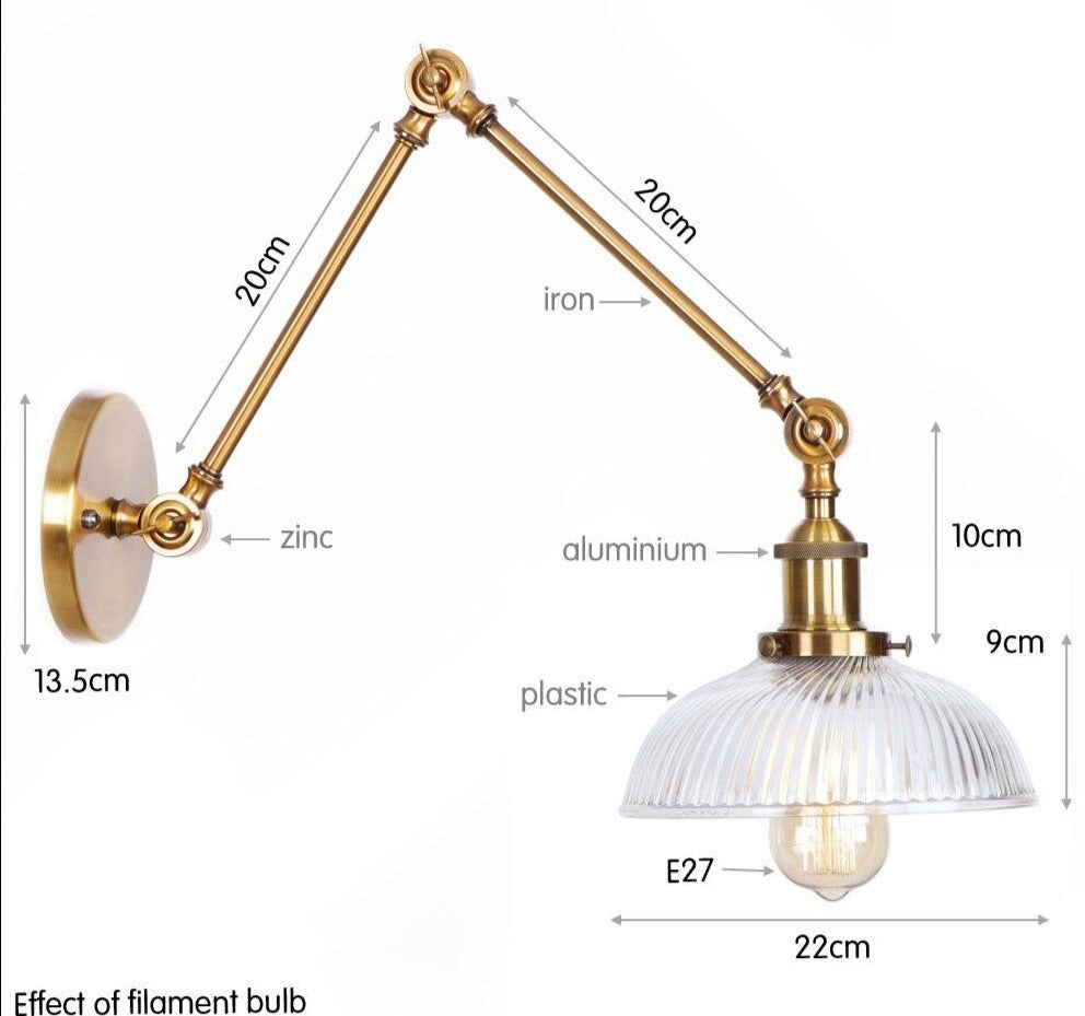 Vintage Style Swing Arm Wall Light