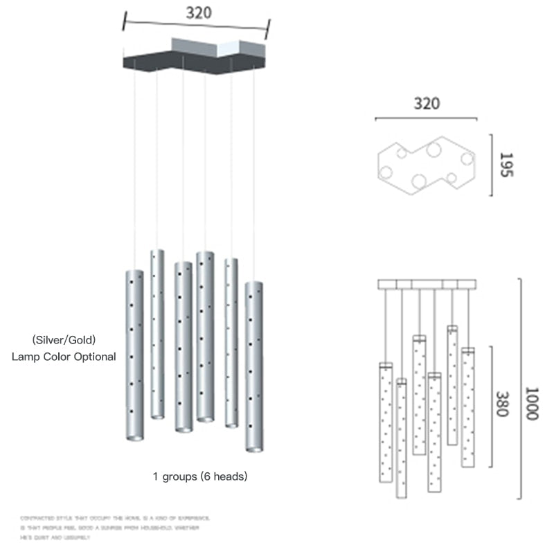 Modern Style Bars of Light Chandelier