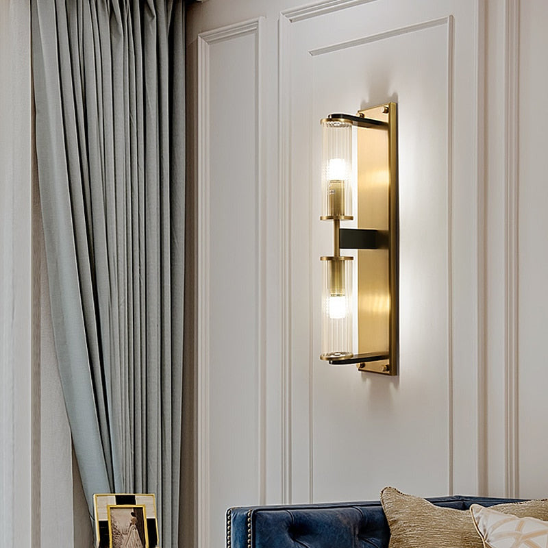 Tereza - Copper & Glass Column Wall Sconce