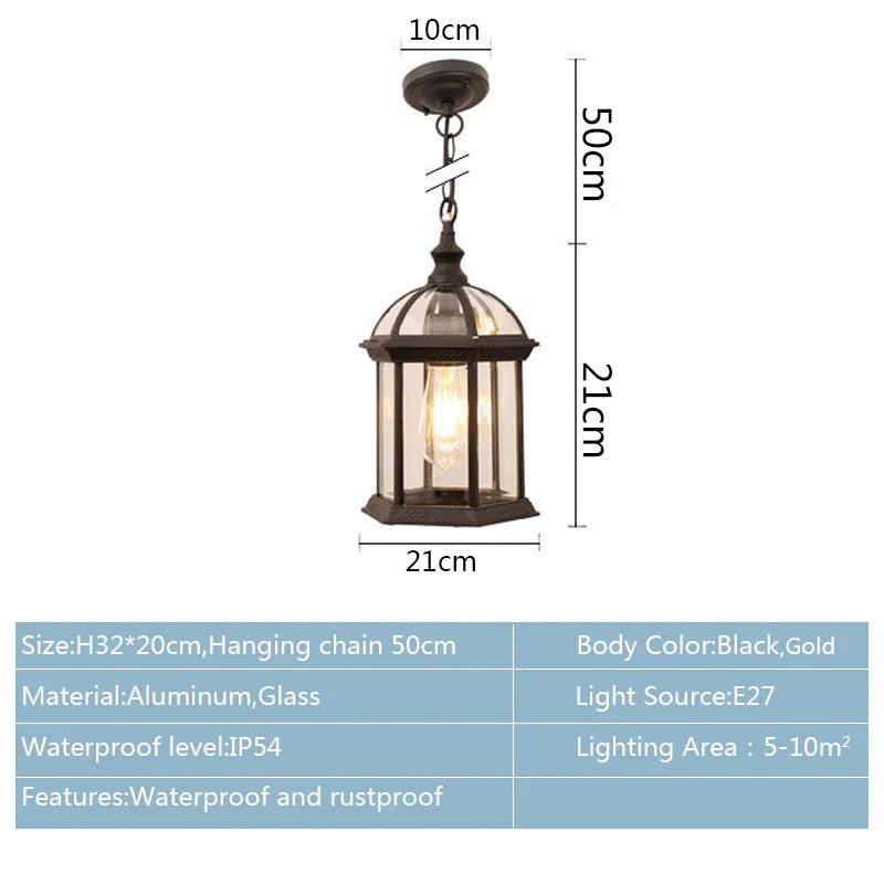 Waterproof Garden Pendant Light Fixture