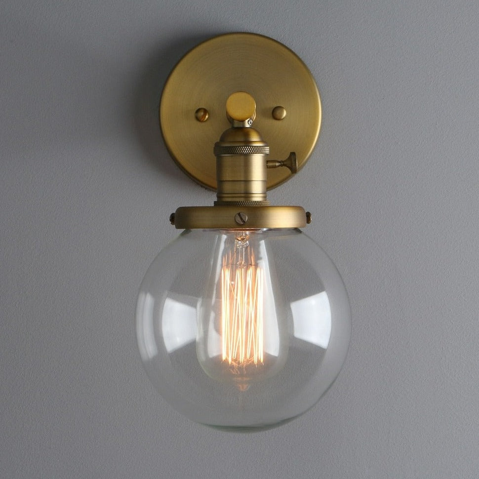 Vintage Wall Sconce with Clear Glass Globe