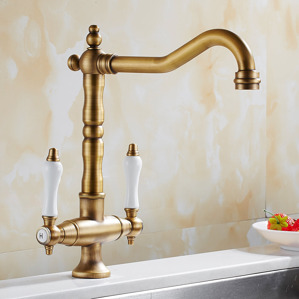 Two-Handle Rustic Brass Faucet