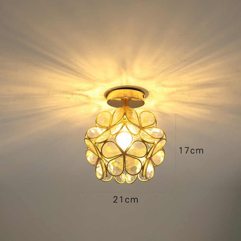 Vintage Glass Stone Flower Ceiling Light N READY