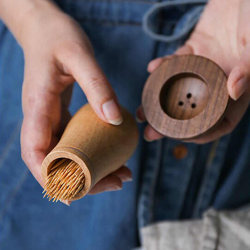 Wooden Mushroom Toothpick Dispenser Holder