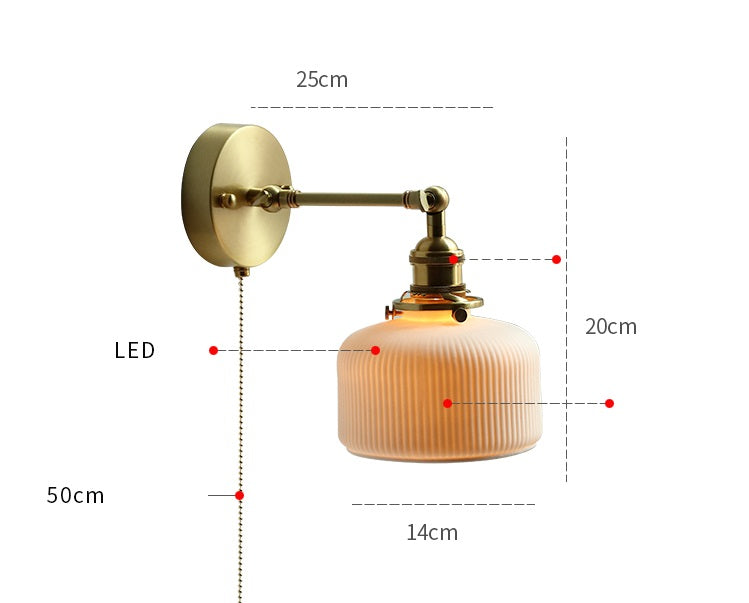 Modern Style Ceramic Pull Chain Wall Light