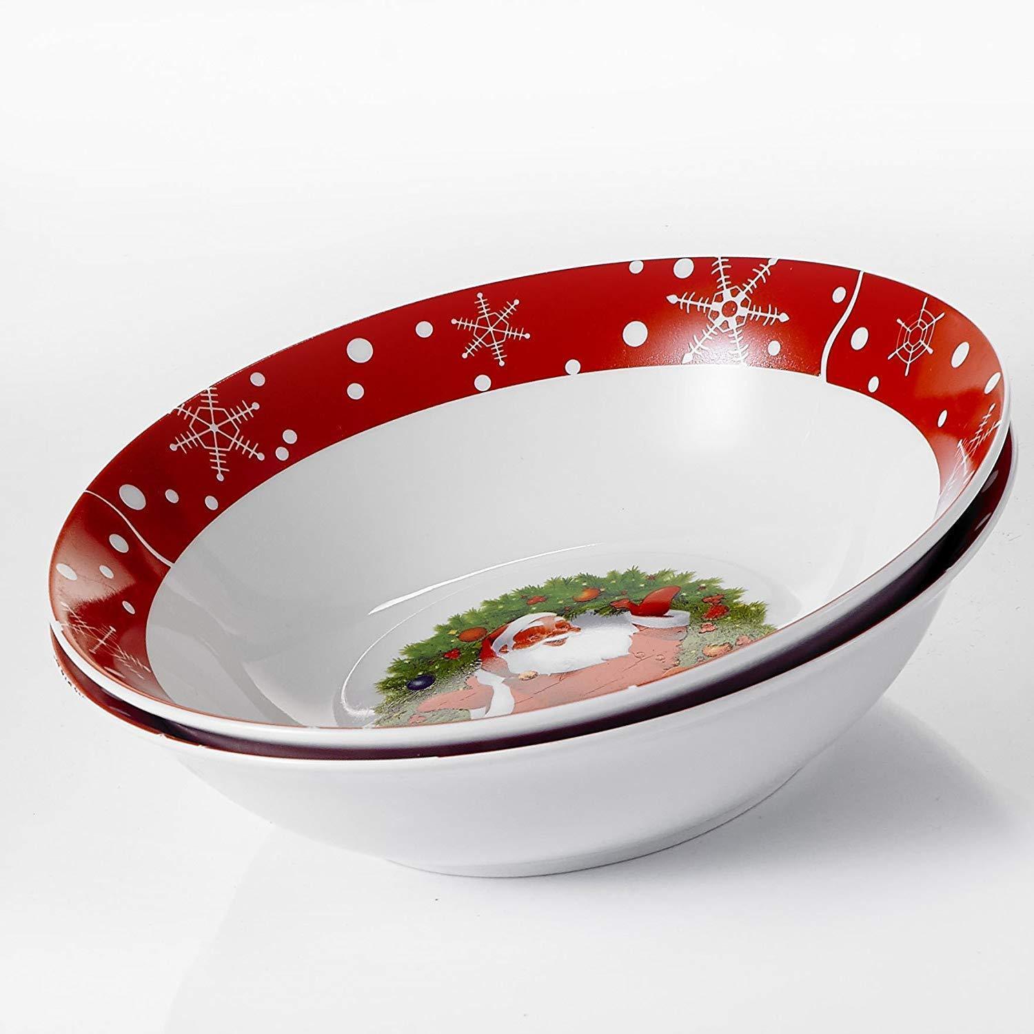 Christmas Style 2-Piece Porcelain 1125 ML Bowl Set - Nordic Side - 1125, Bowl, Ceramic, Cereal, Christmas, for, Large, ML, Piece, Porcelain, Salad, Set, Soup, Style, VEWEET