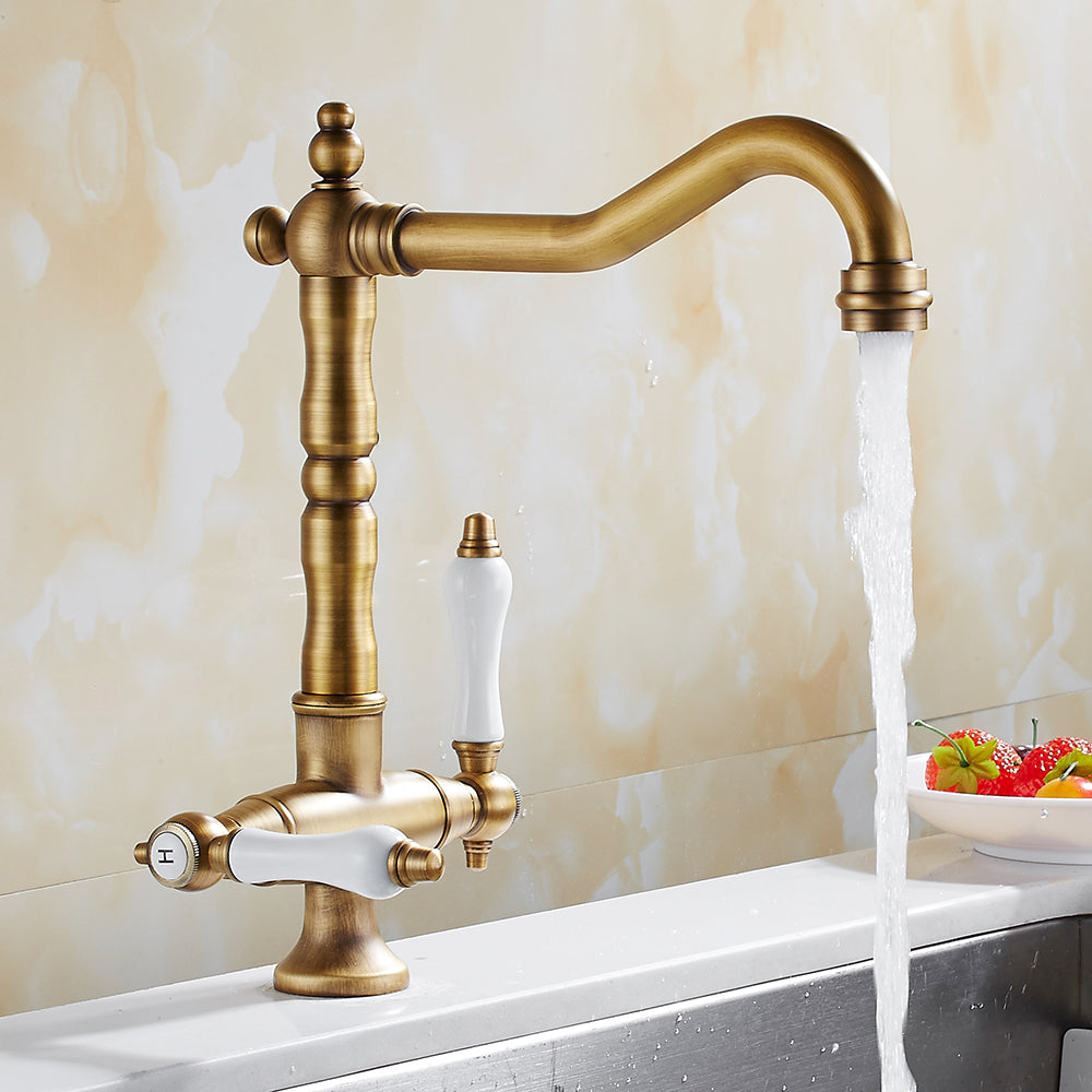 Two-Handle Rustic Brass Faucet