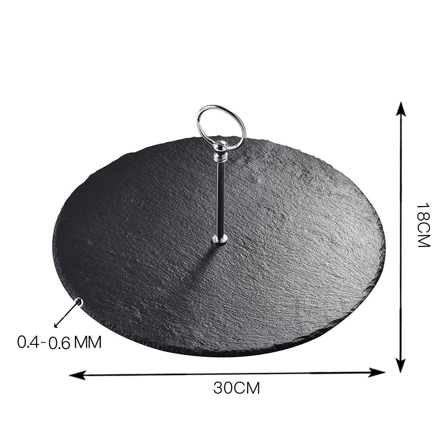 12" Natural Round Slate Serving Tray/Platter/Placemats Diameter with Handle 30 cm - Nordic Side - 12, 30, cm, Coasters, Coffee, Diameter, Handle, MALACASA, Mats, Natural, Placemats, Round, Se