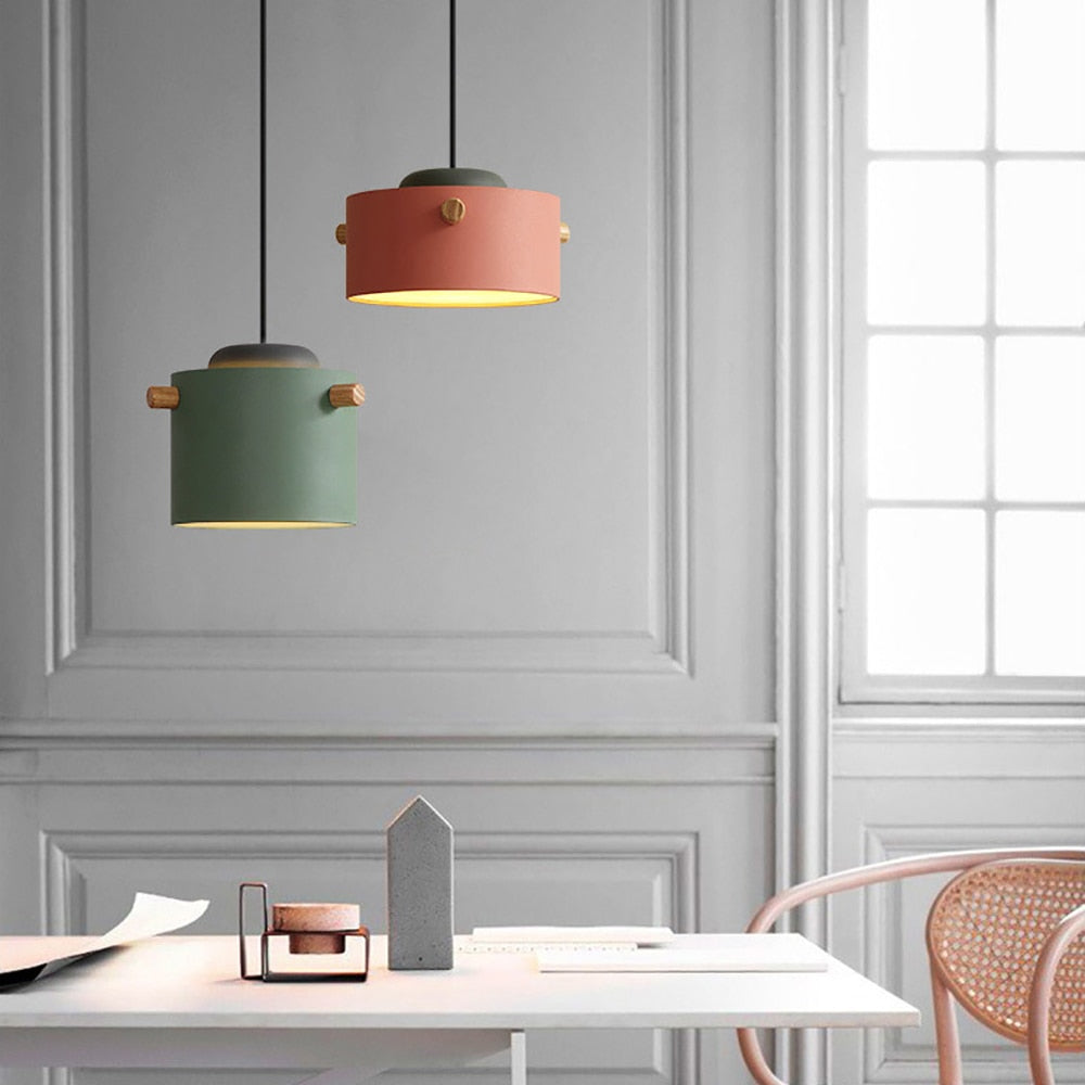 Wooden Bucket Pendant Lights Fixture