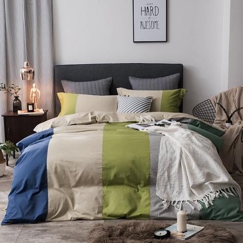 Fiorella 100% Cotton coffee grey purple green pink Duvet Cover Set - Nordic Side - 100%, Bedding, coffee, Cotton, Fiorella, green, grey, pink, purple, Set