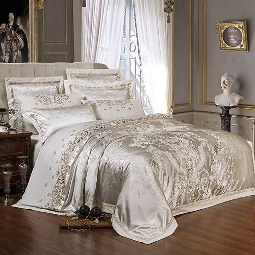 Vetora Luxury Silk Jacquard Cotton Duvet Cover Set - Nordic Side - bedding, cotton, jacquard, luxury, sets, silk, Vetora