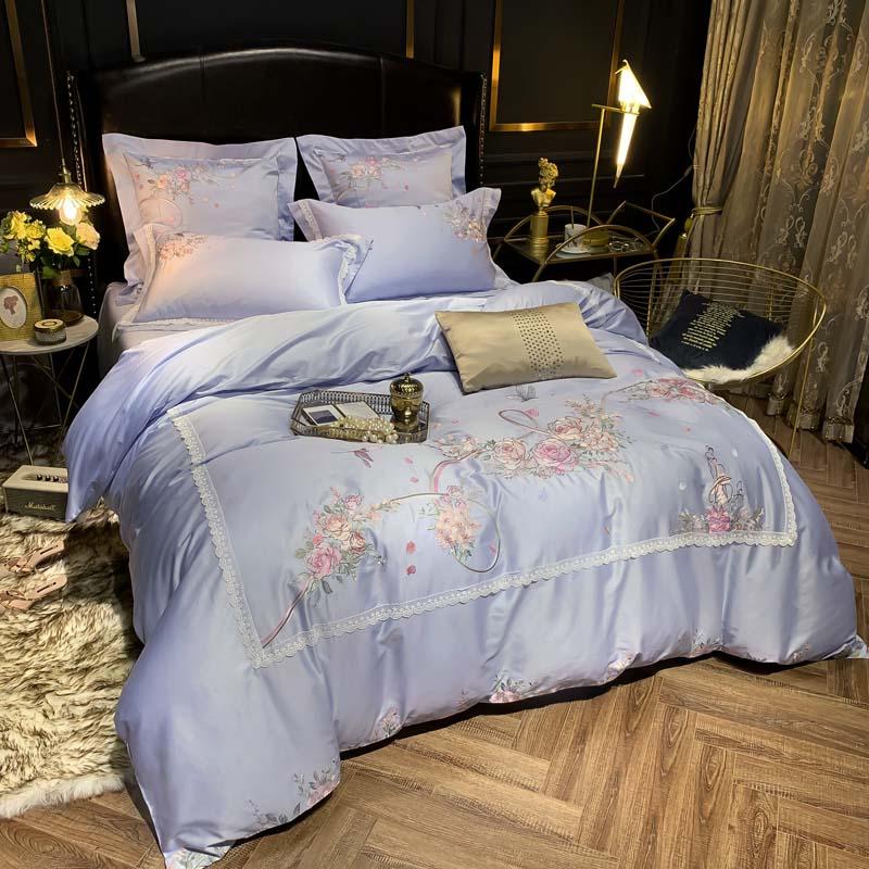 Light Mauve Floral Duvet Set