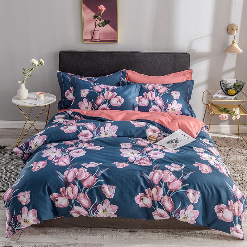 Bellia Floral Leaves Printed Egyptian Cotton Bedding set - Nordic Side - Bedding, Bellia, Cotton, Egyptian, Floral, Leaves, Printed, set